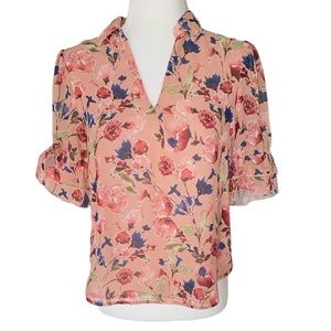 Maven West Floral Layered Tie Sleeve Blouse - XS